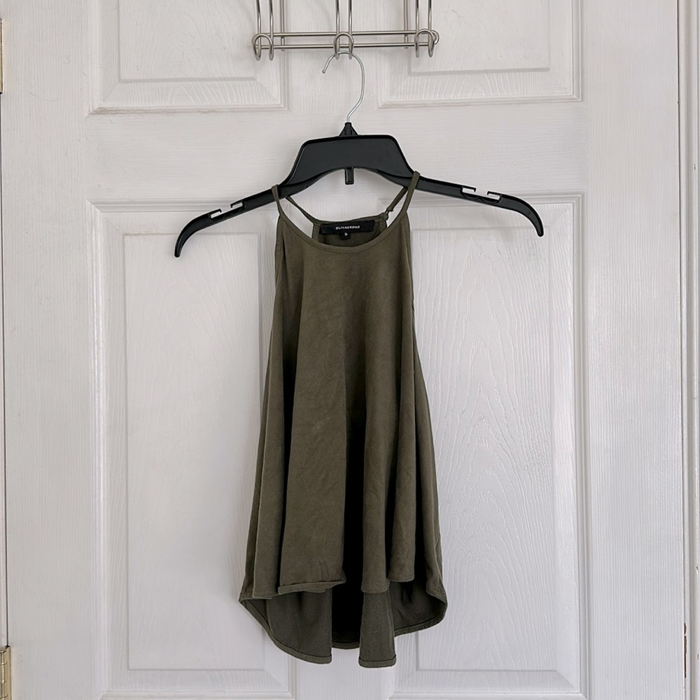 Olive faux suede tank